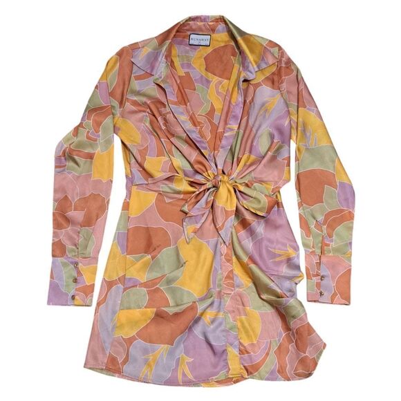 Runaway Ruby Mindy Mini Dress Sage Lightweight Woven Satin XS Fun Multi-color - Picture 1 of 17